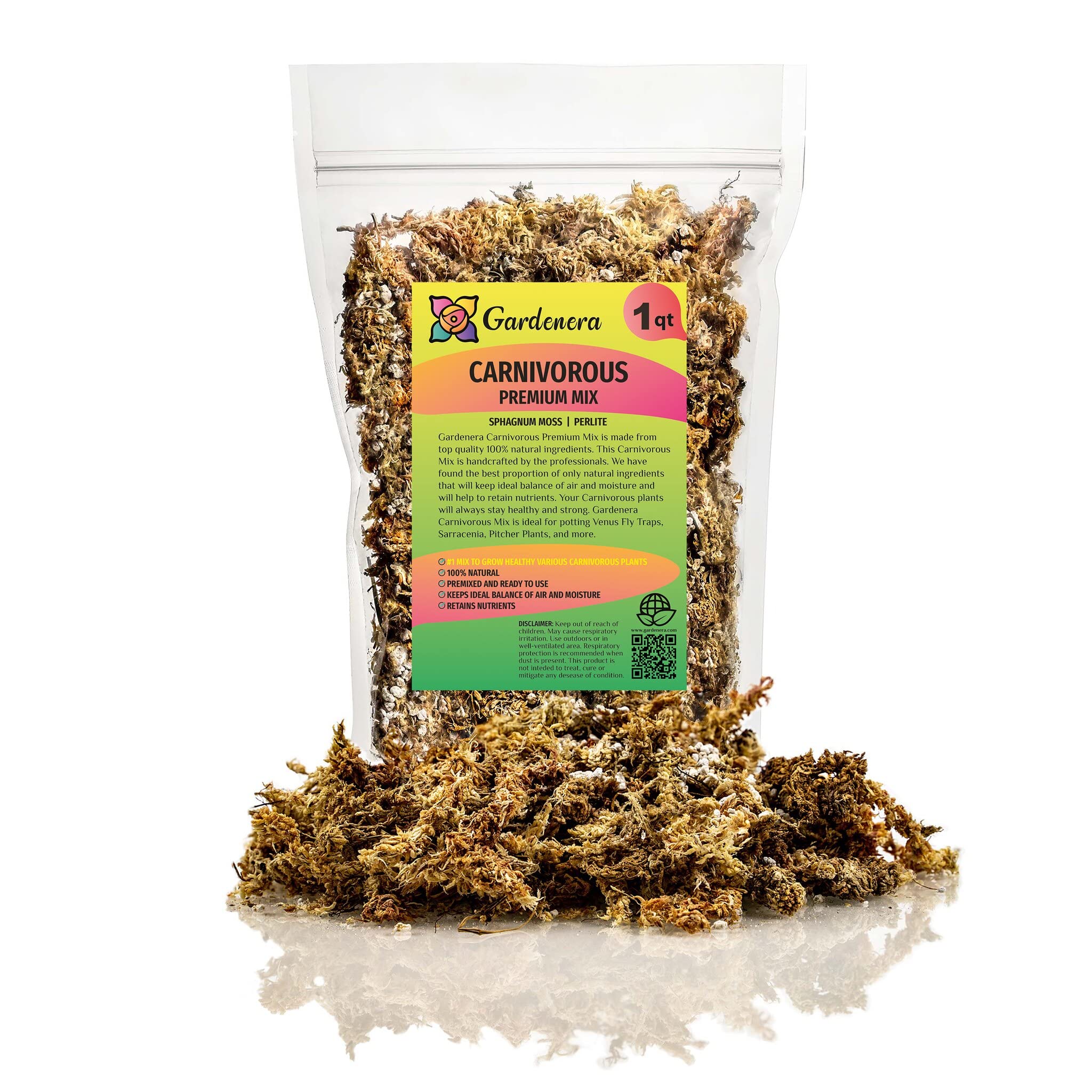 Gardenera Sphagnum Moss Potting Mix with perlite details