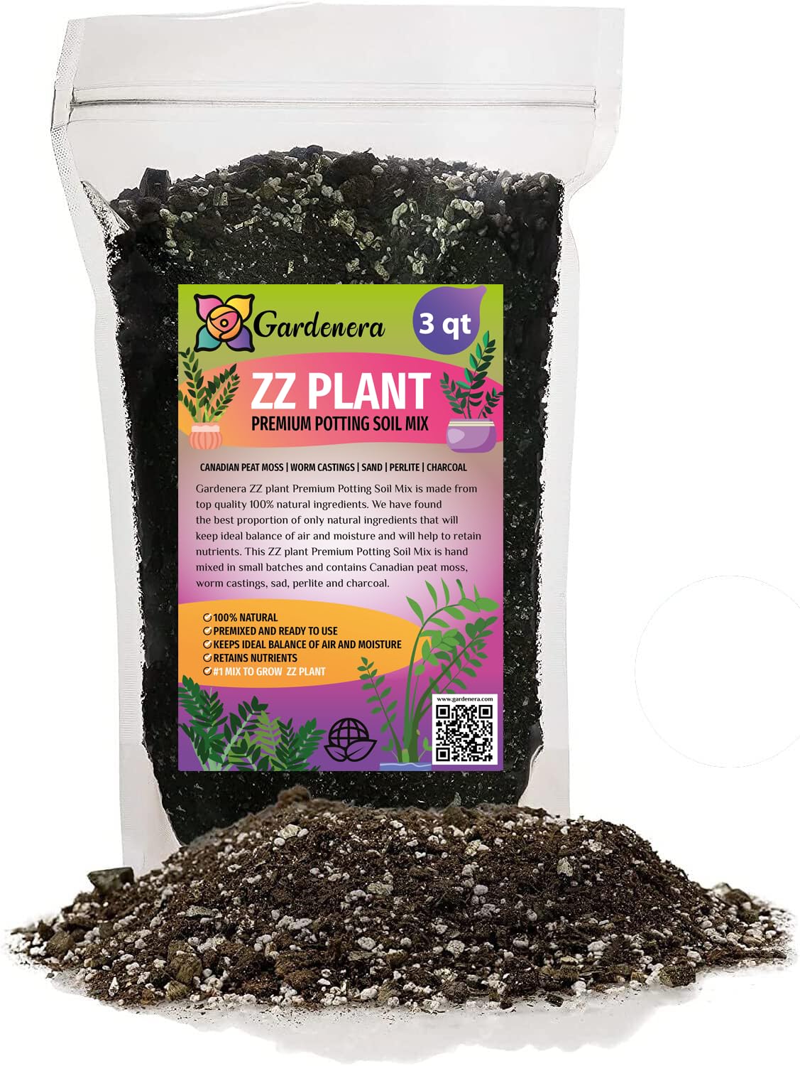 Gardenera ZZ Plant Potting Mix 4 Quart Bag front view