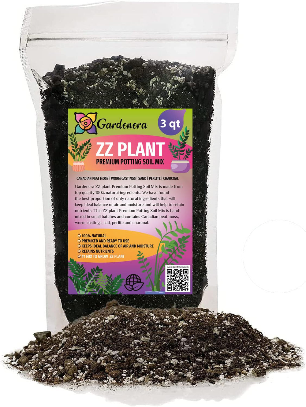 Gardenera ZZ Plant Potting Mix 4 Quart Bag front view