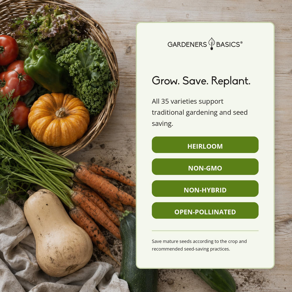 Gardeners Basics heirloom vegetable seeds variety pack