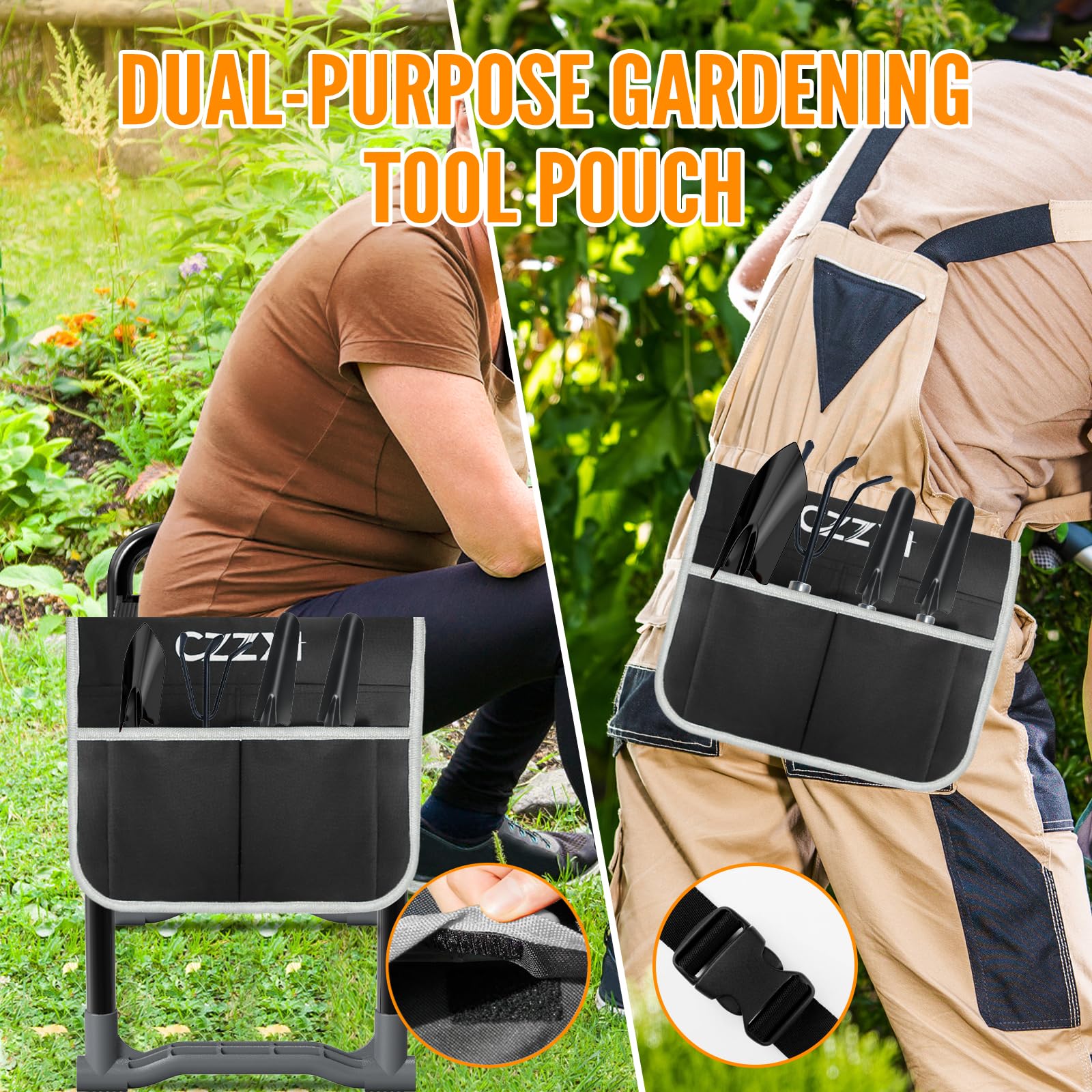 Gardening tool pouch included with CZZXI Garden Kneeler