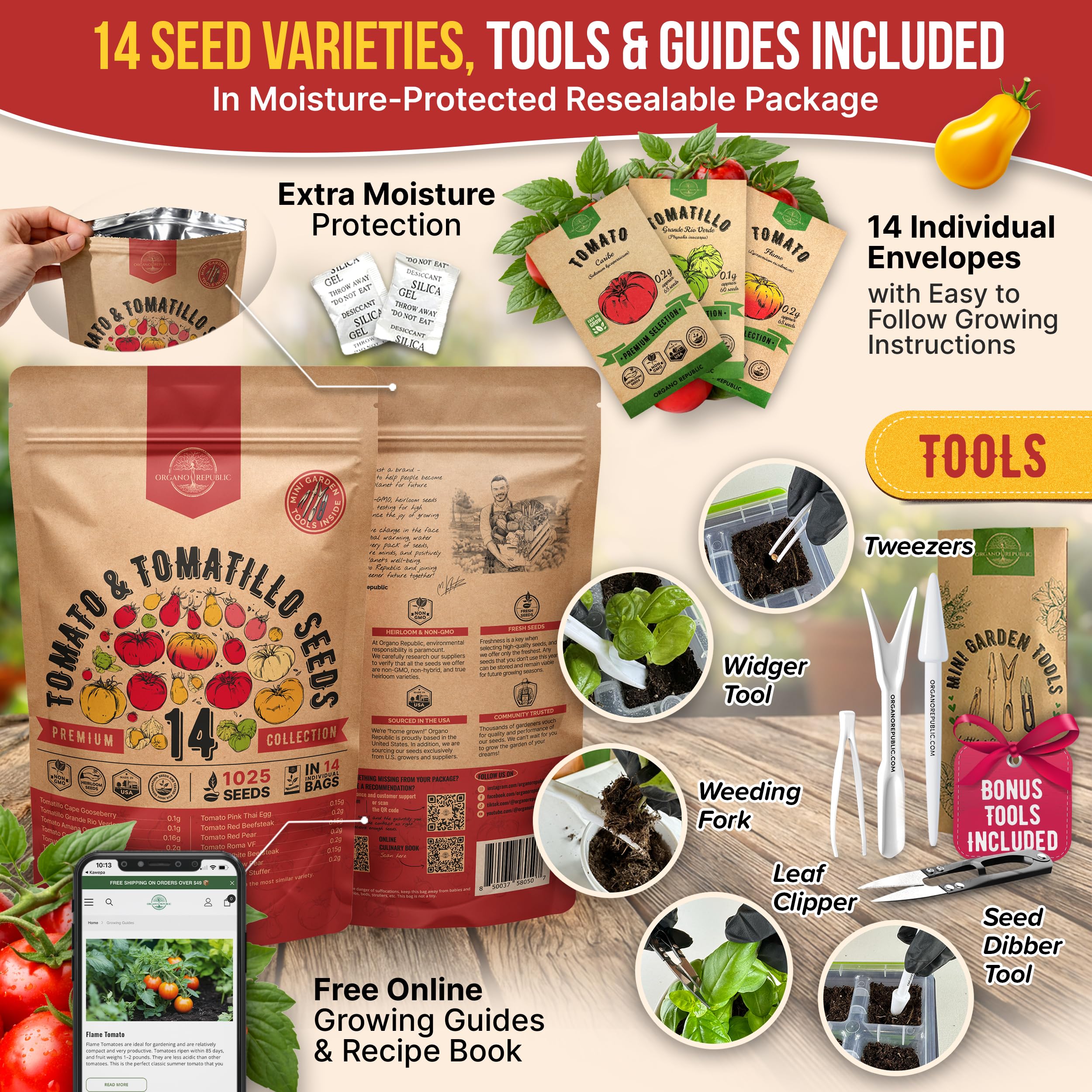 Gardening tools included in Organo Republic seed kit
