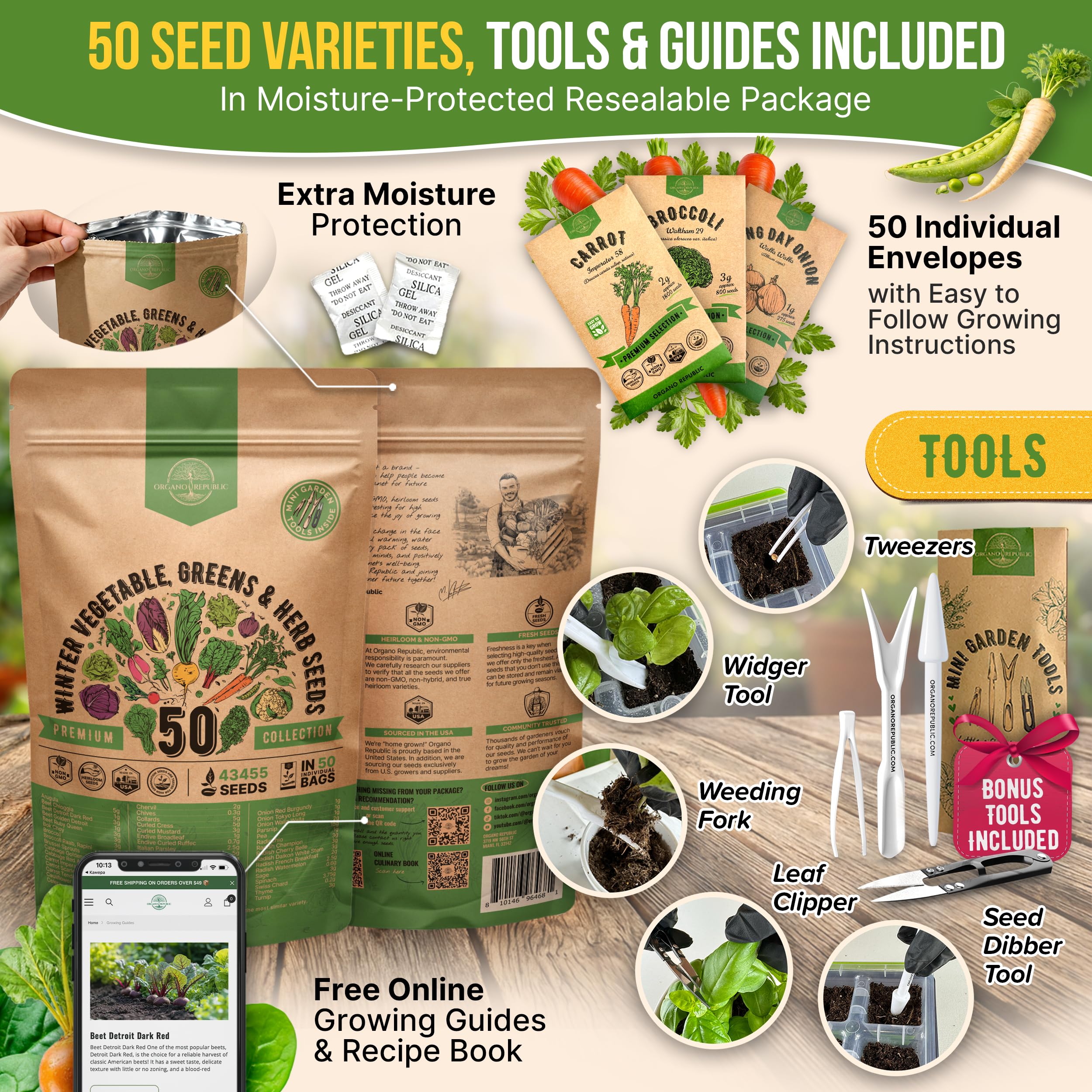 Gardening tools included in the Organo Republic seed kit