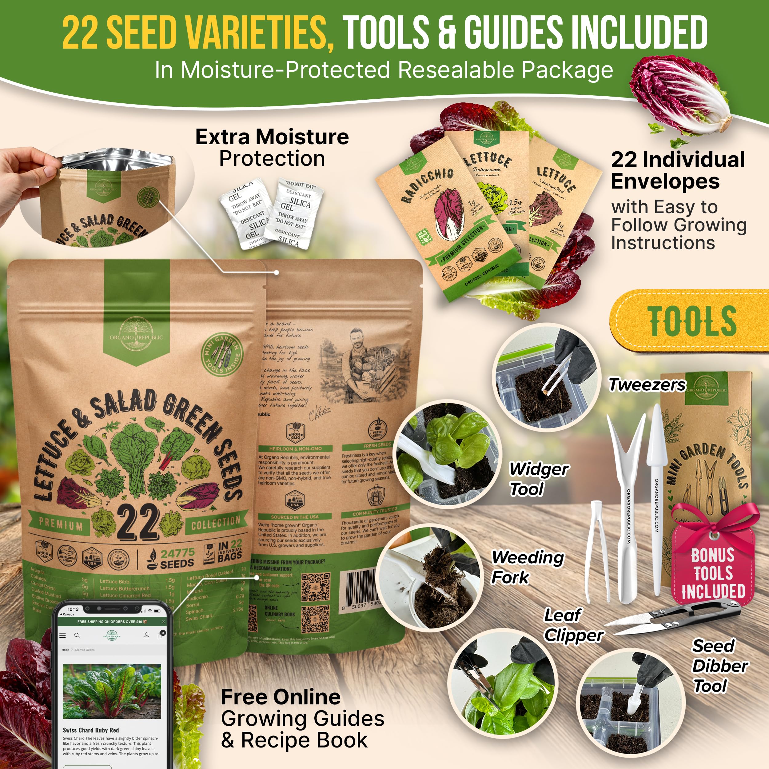 Gardening tools included in the Organo Republic seeds kit