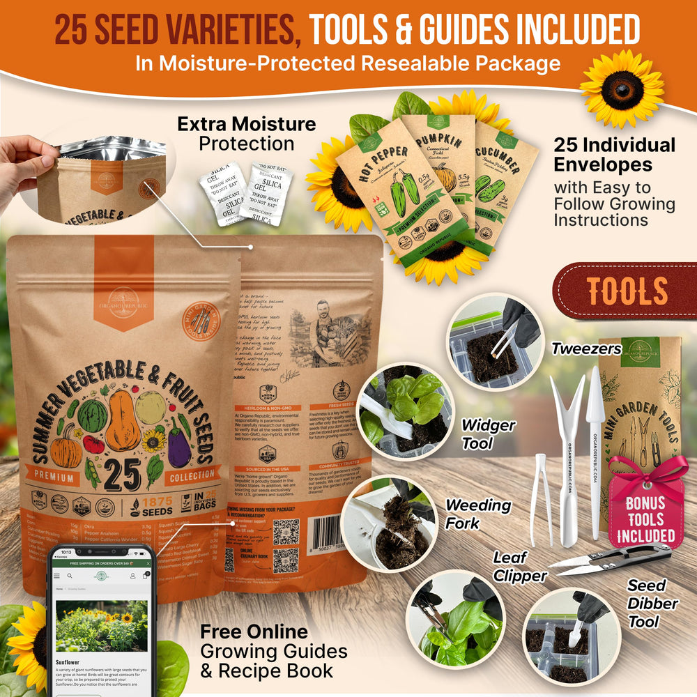 Gardening tools included in the seed variety pack