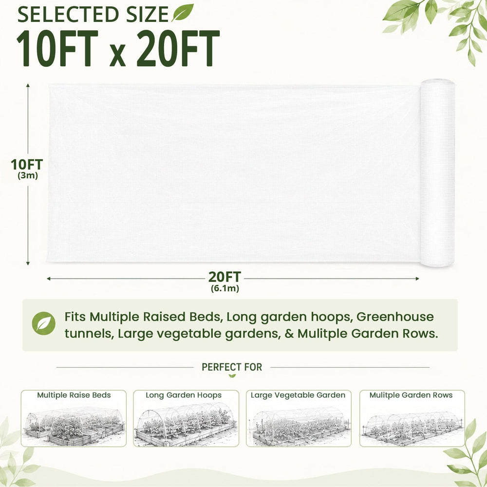 Gardeningwill Garden Netting 10Ft x 20Ft rolled out on a garden bed