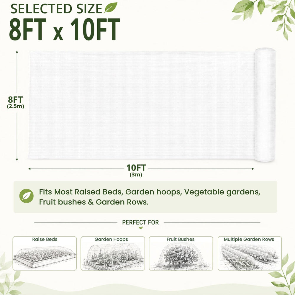 Gardeningwill Garden Netting 8Ft x 10Ft laid over vegetable plants