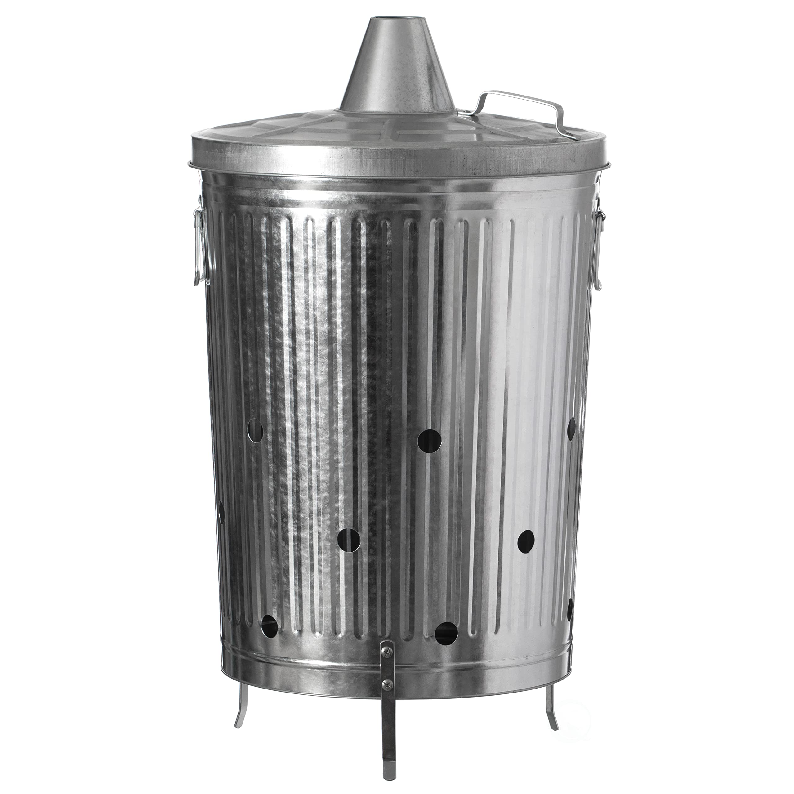Gardenised 20-Gallon Galvanized Steel Incinerator Can front view