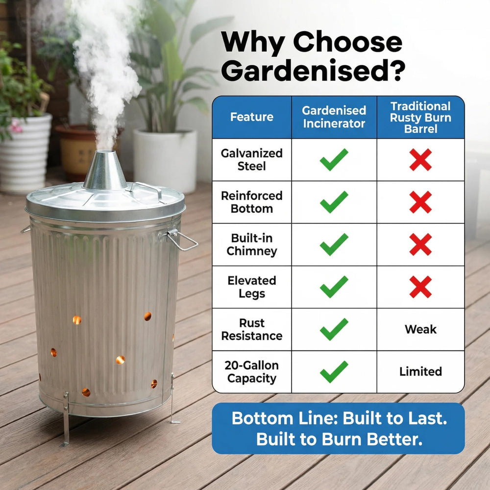 Gardenised 20-Gallon Incinerator Can with yard waste