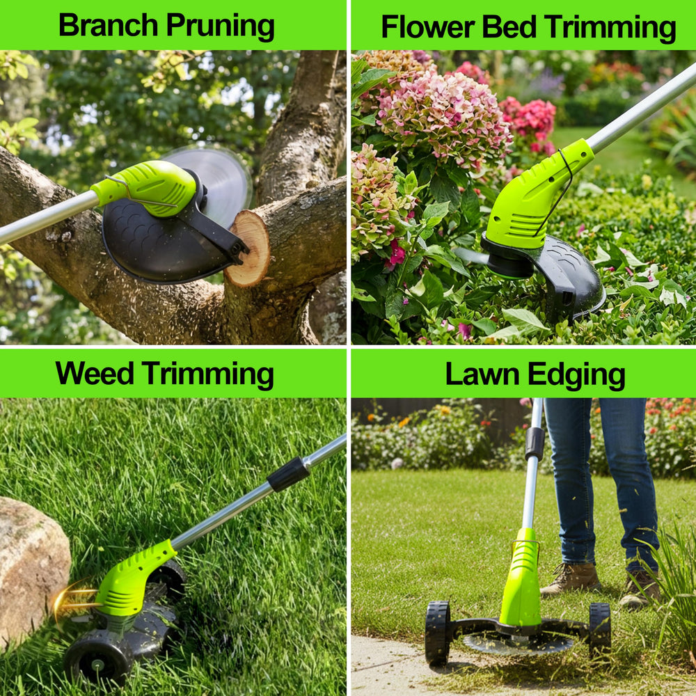 GardenJoy Grass Trimmer with safety goggles and accessories