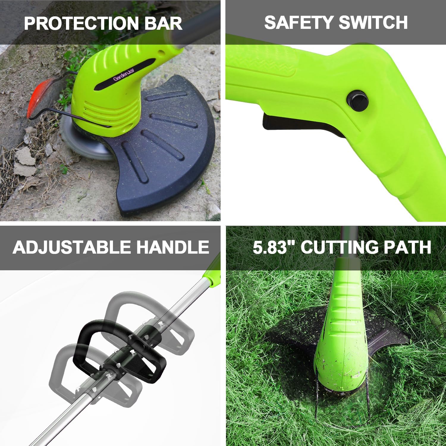 GardenJoy trimmer adjustable handle close-up