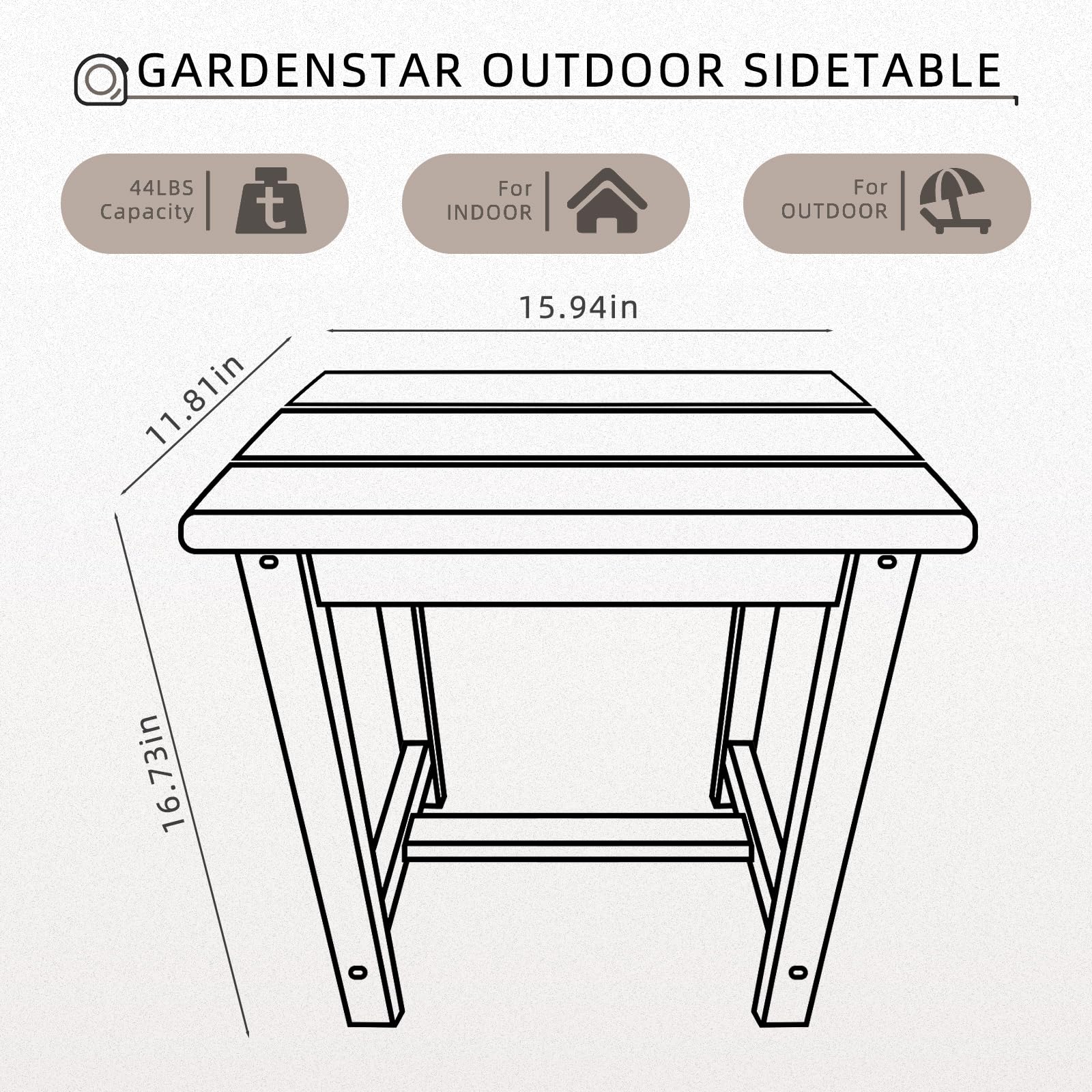GARDENSTAR Adirondack Square Side Table colour options