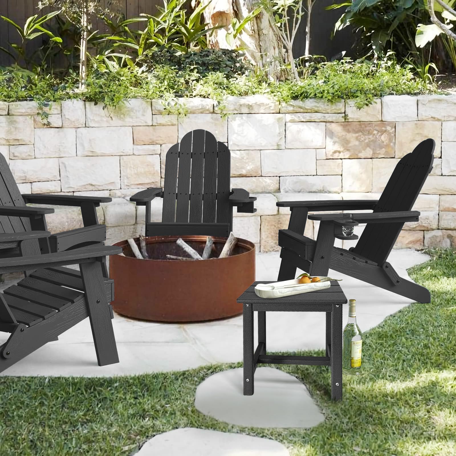 GARDENSTAR Adirondack Square Side Table dimensions displayed
