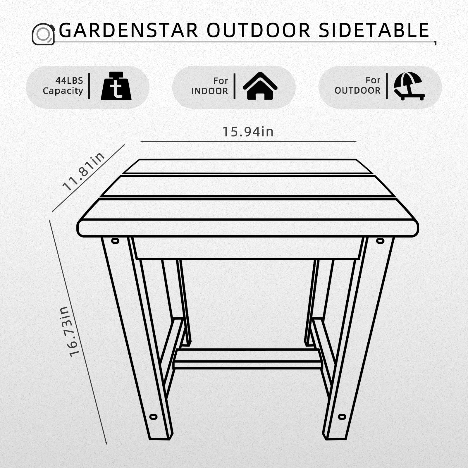 GARDENSTAR Adirondack Square Side Table grey outdoor setup