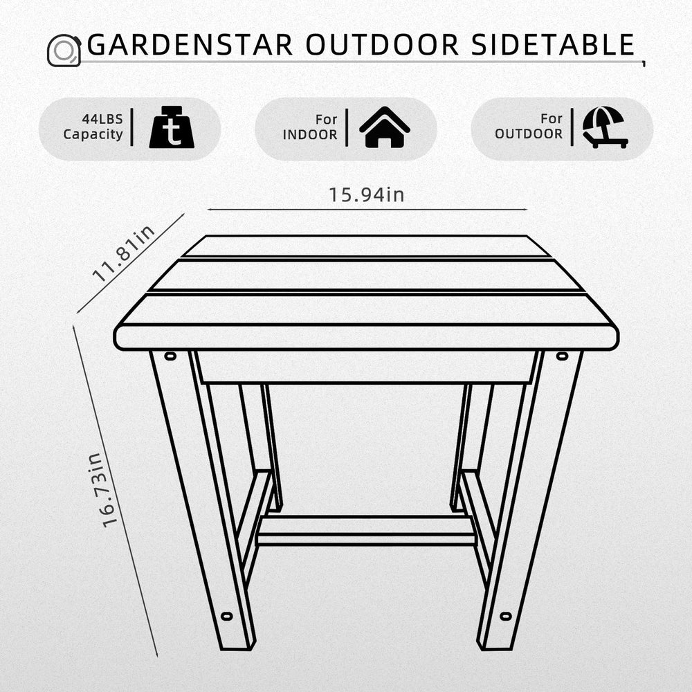 GARDENSTAR Adirondack Square Side Table grey outdoor setup