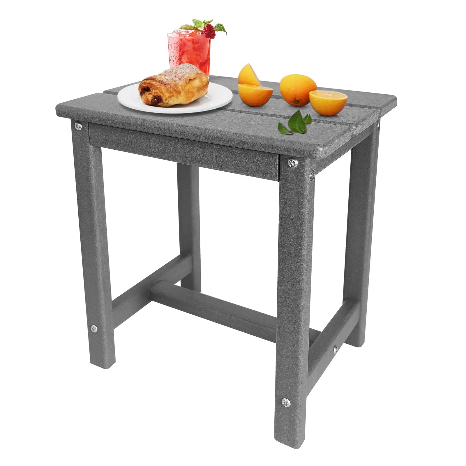 GARDENSTAR Adirondack Square Side Table grey with drinks