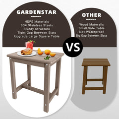 GARDENSTAR Adirondack Square Side Table in Teak, outdoor setting