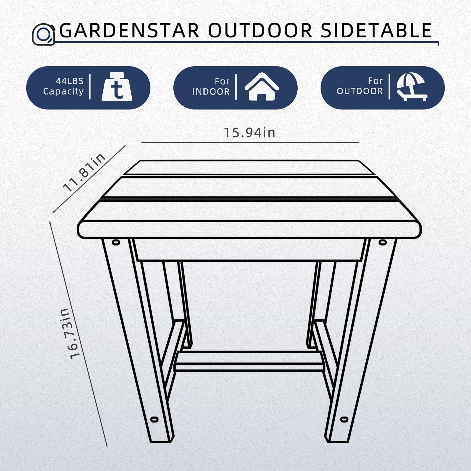 GARDENSTAR Adirondack Square Side Table with assembly guide