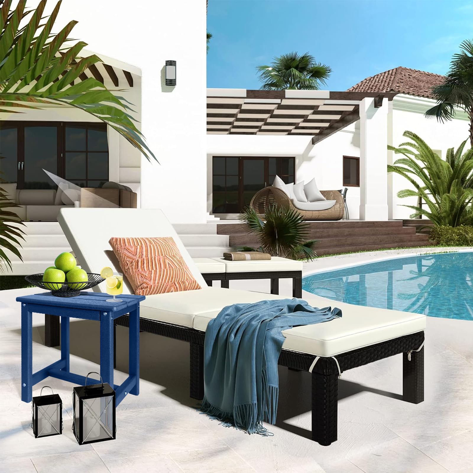 GARDENSTAR Adirondack Square Side Table with coffee cup