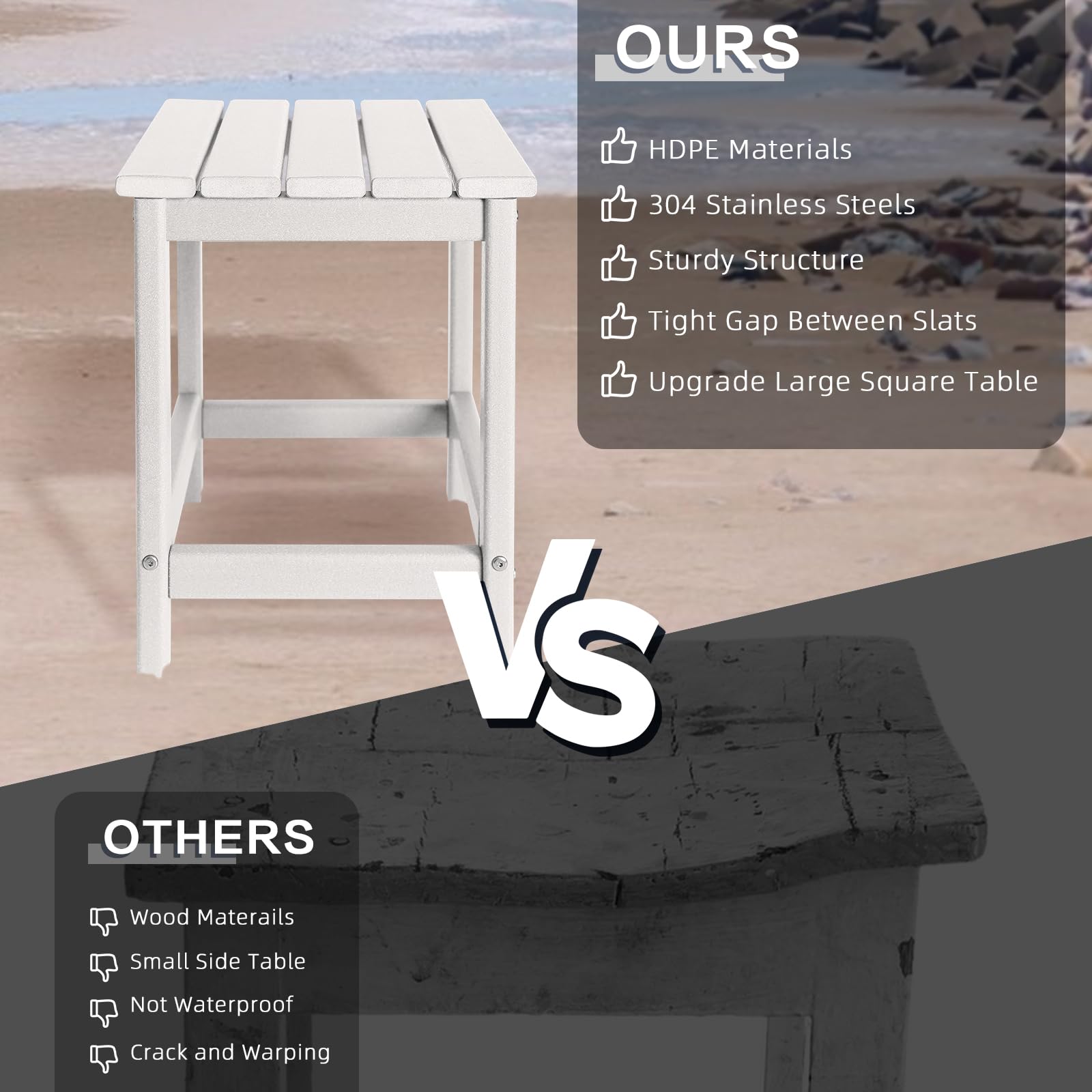GARDENSTAR Outdoor Side Table slatted top design