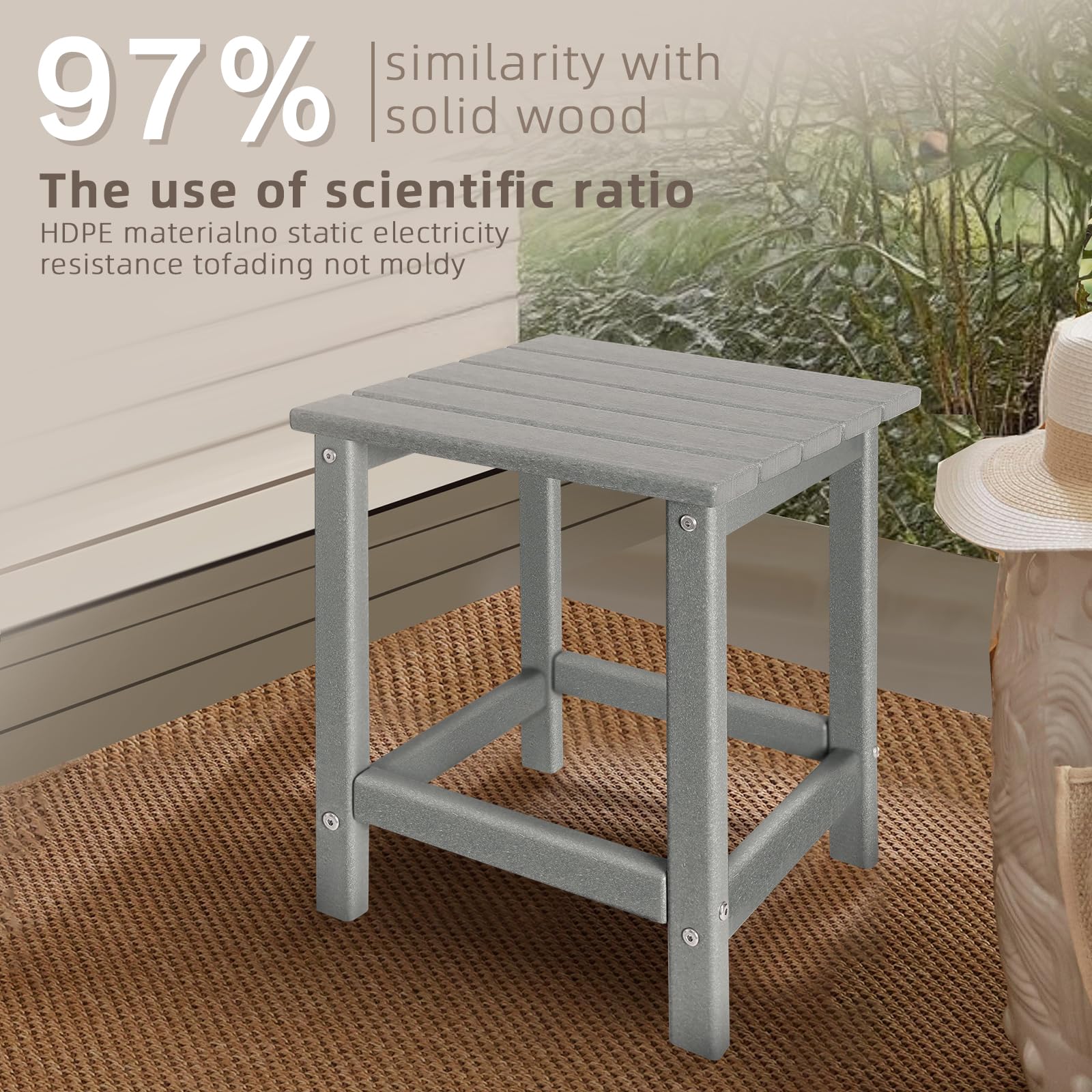 GARDENSTAR Outdoor Side Table with flowers on top