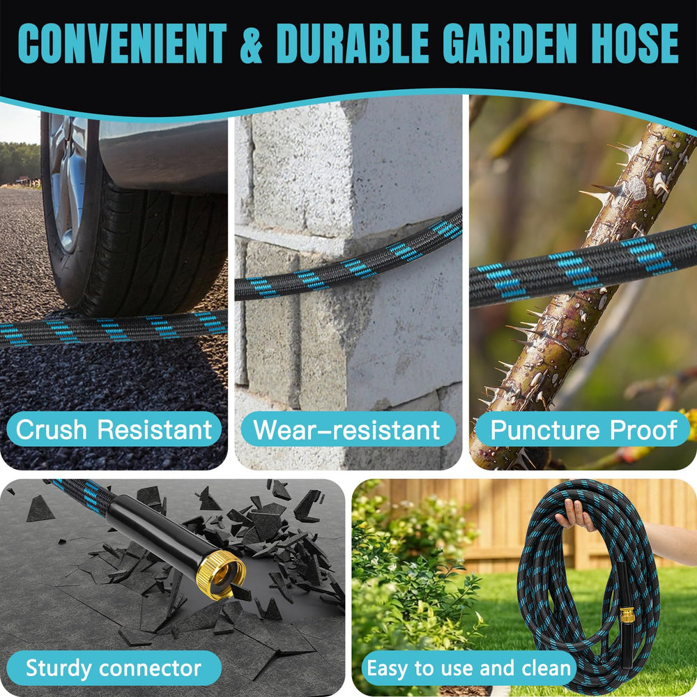 Gardentime garden hose features 10-function spray nozzle