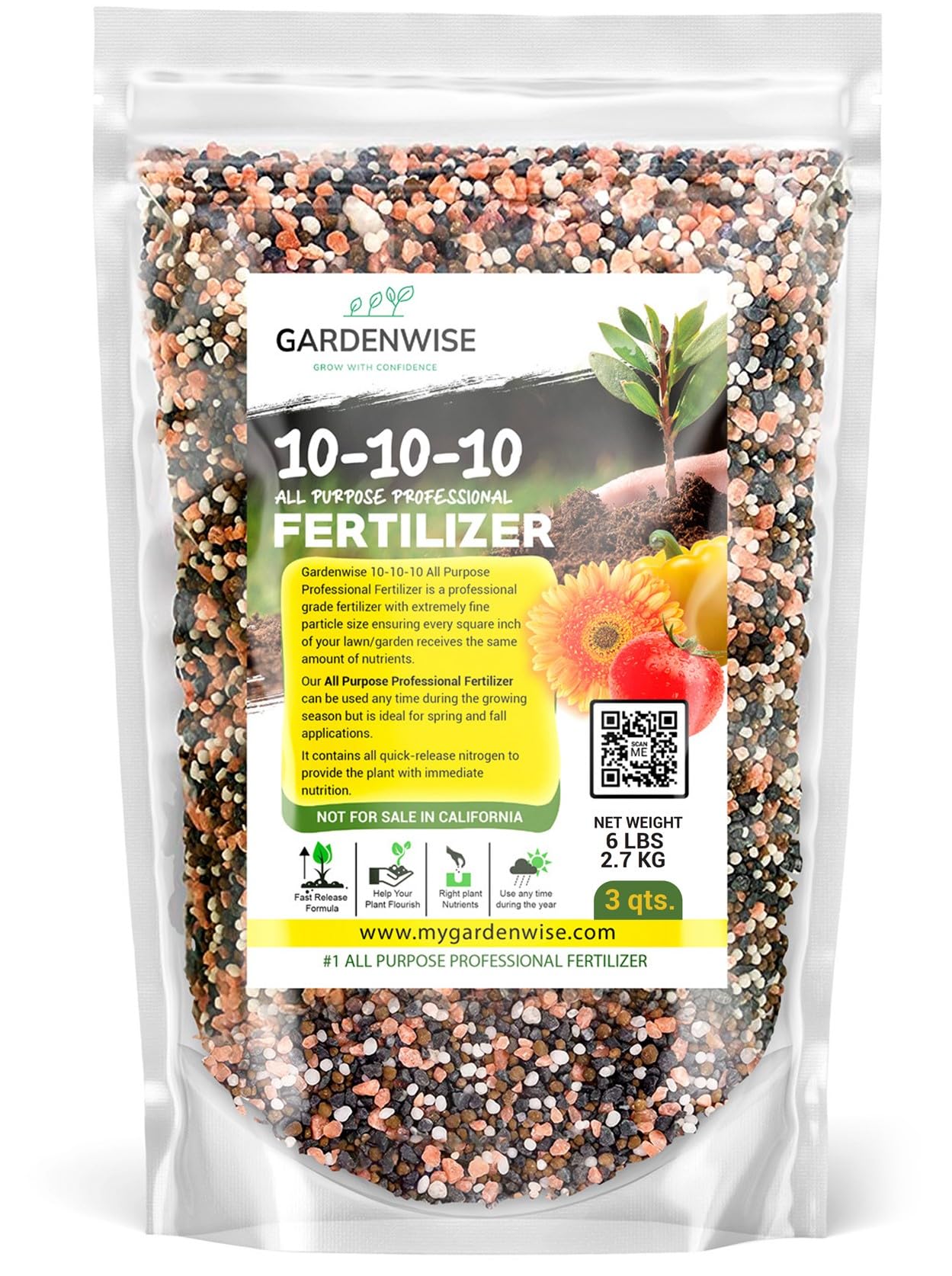 GARDENWISE 10-10-10 Granular Fertilizer 3 quarts front view
