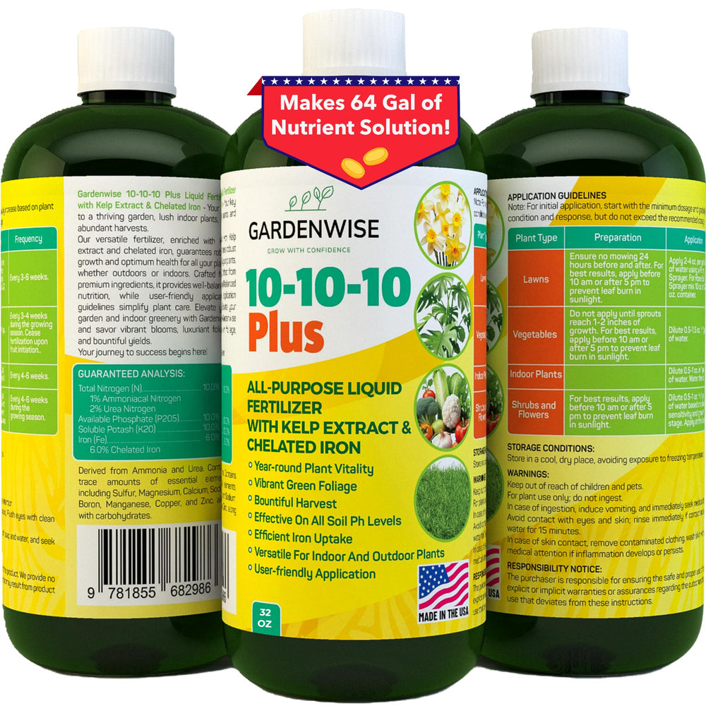 GARDENWISE 10-10-10 Liquid Fertilizer 32 oz bottle front view