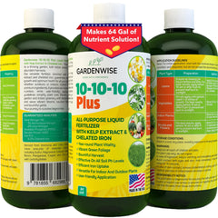 GARDENWISE 10-10-10 Liquid Fertilizer 32 oz bottle front view