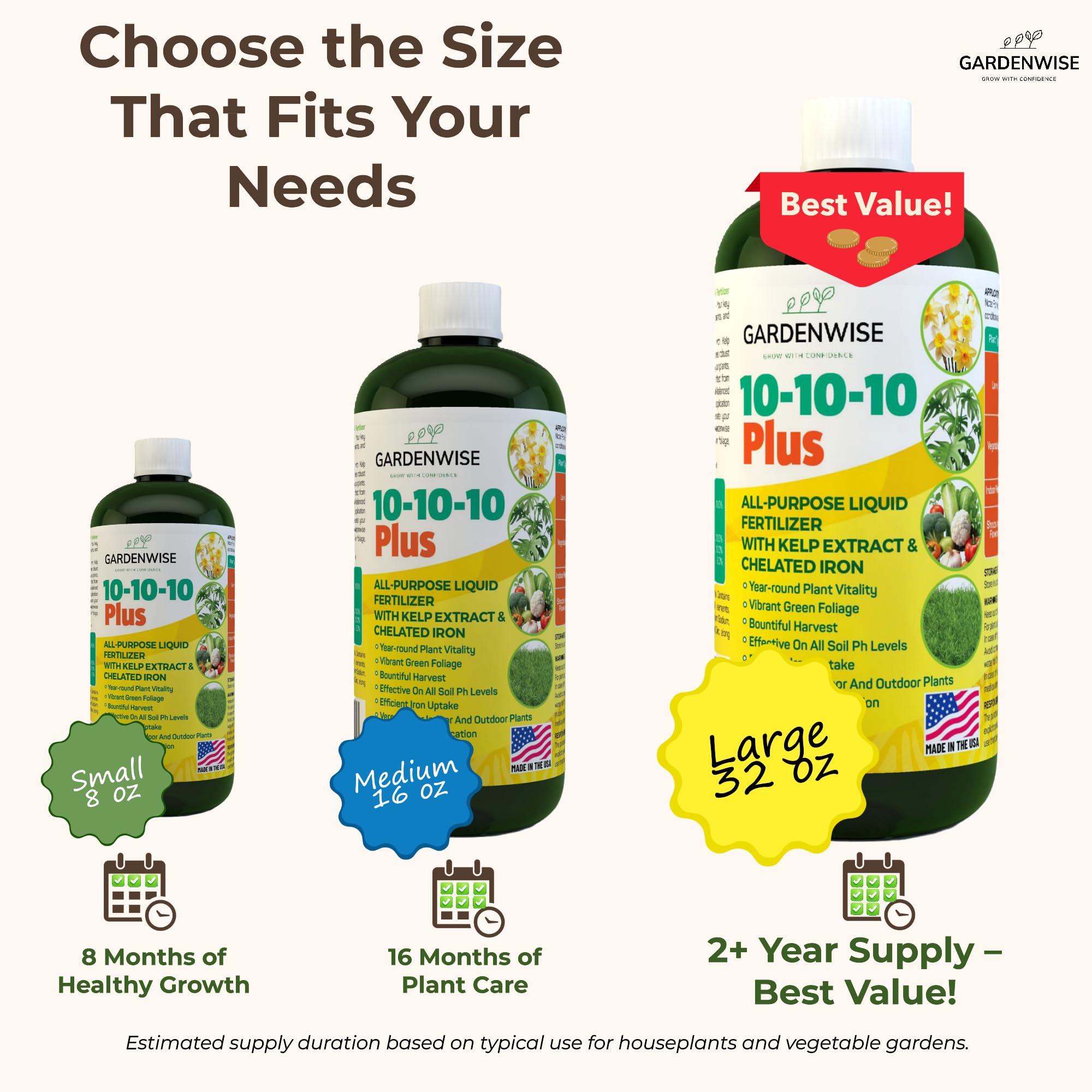 GARDENWISE 10-10-10 Liquid Fertilizer close-up of label