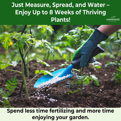 GARDENWISE 10-10-10 Plant Fertilizer being applied to a garden