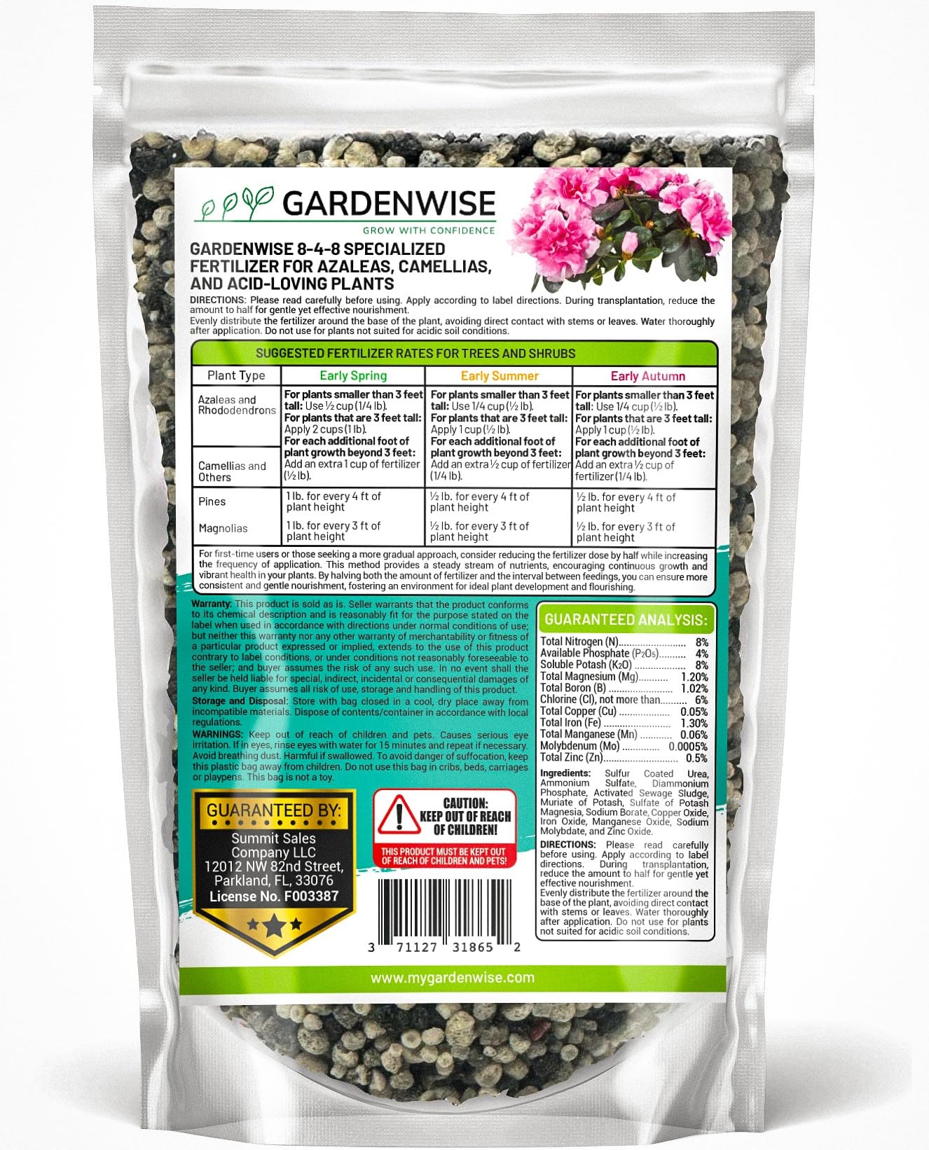 GARDENWISE 8-4-8 Acidic Fertilizer granules close-up