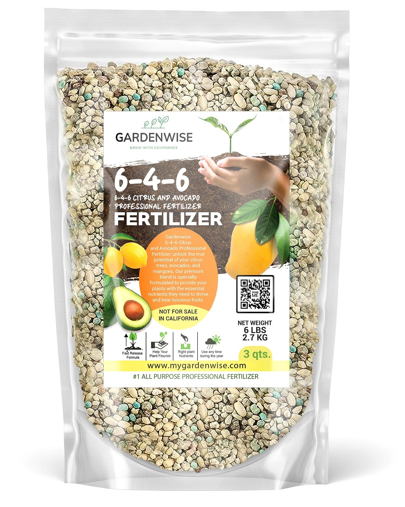 GARDENWISE Avocado & Citrus Tree Fertilizer 3 quarts bag front view
