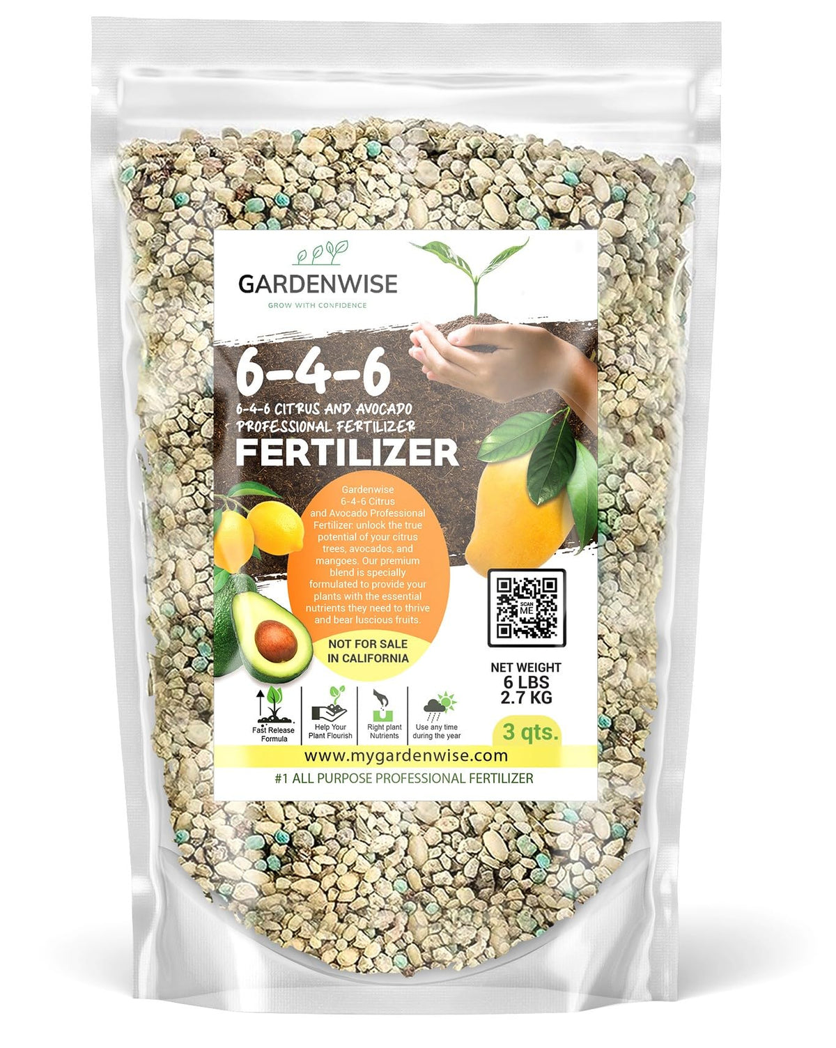 GARDENWISE Avocado & Citrus Tree Fertilizer 3 quarts bag front view