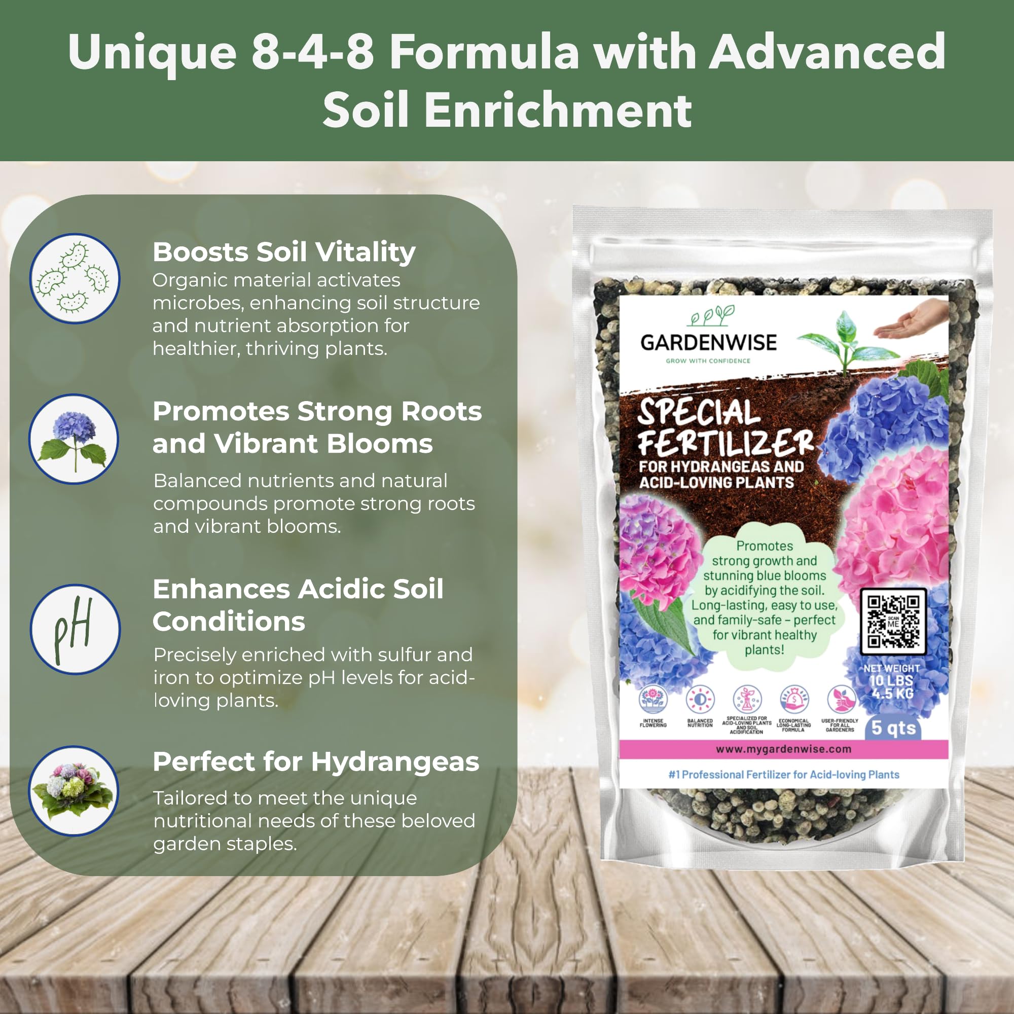 GARDENWISE fertilizer package with detailed label