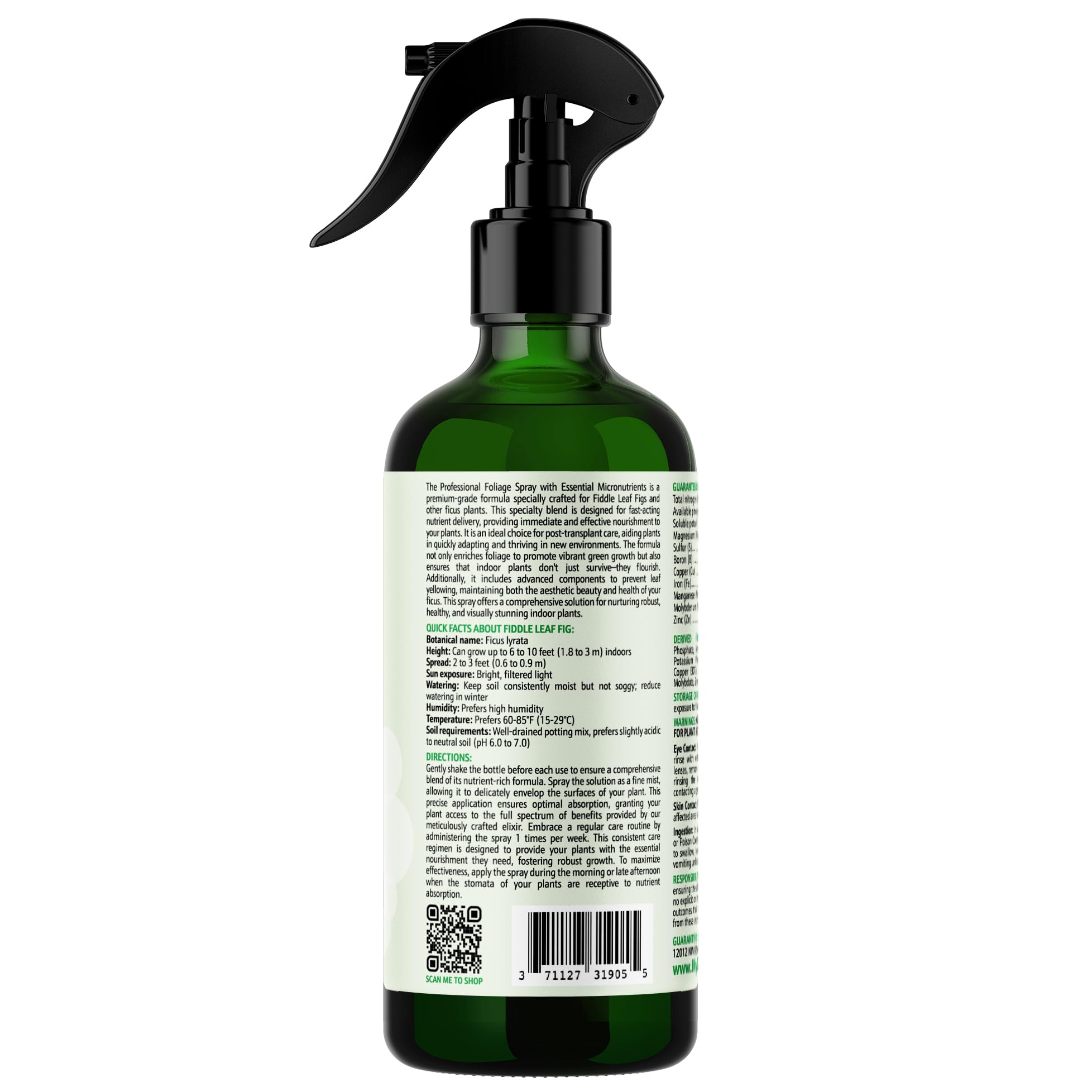 GARDENWISE Fiddle Leaf Fig Foliar Spray 8 OZ side view