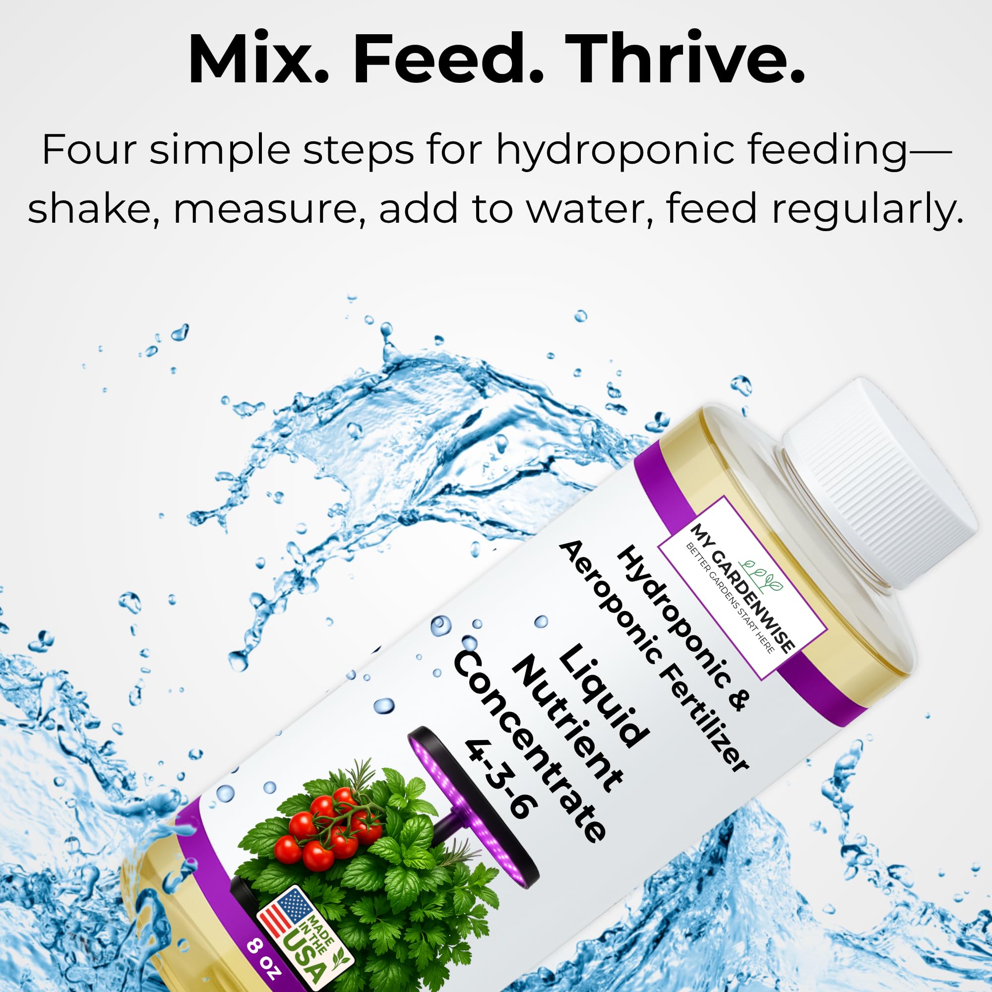 GARDENWISE Liquid Plant Food in a hydroponic setup