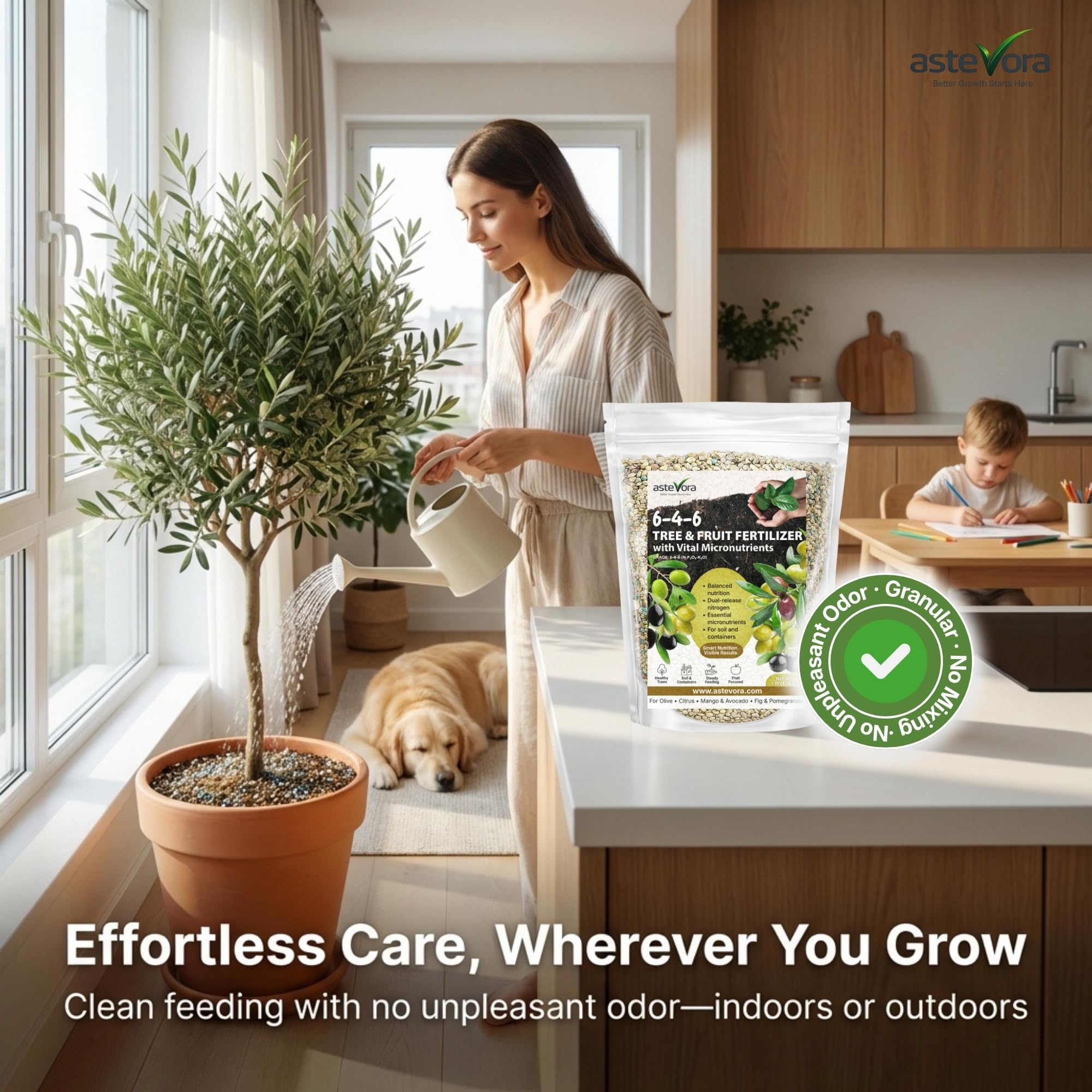 GARDENWISE Olive Tree Fertilizer packaging with size information