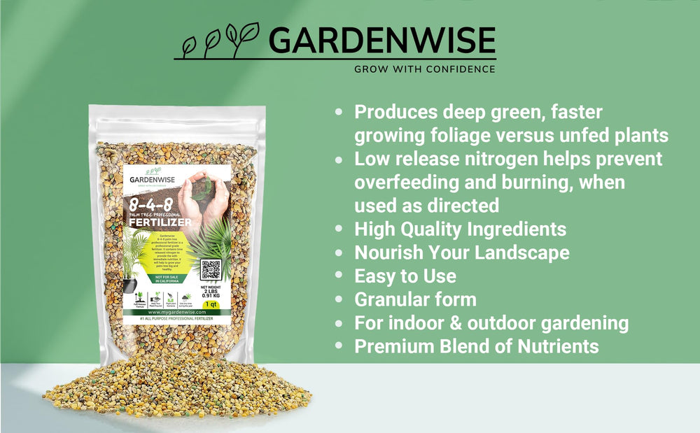 GARDENWISE Palm Tree Fertilizer in a garden setting