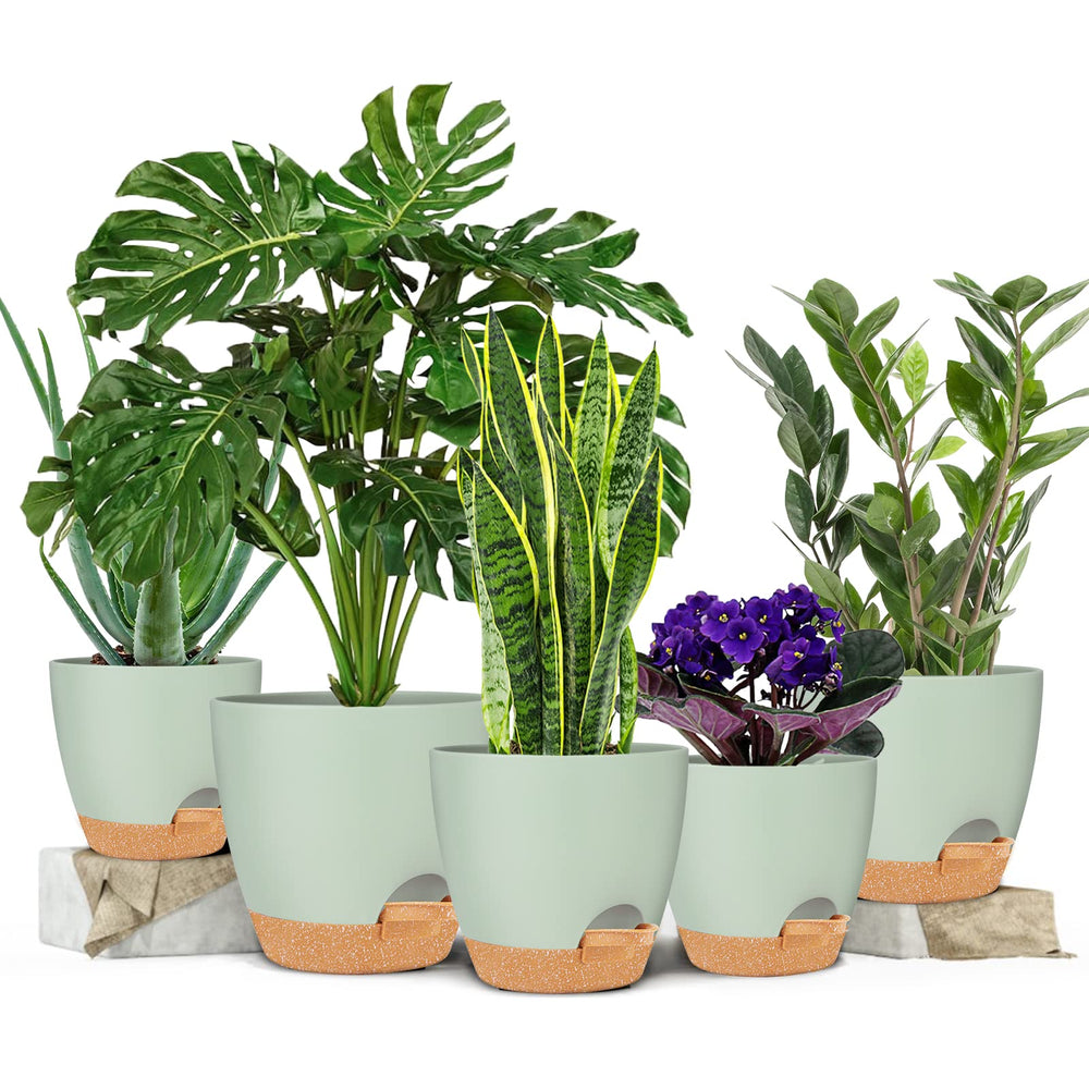 GARDIFE 6.5-inch self watering planter green side view