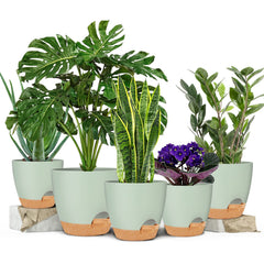 GARDIFE 6.5-inch self watering planter green side view