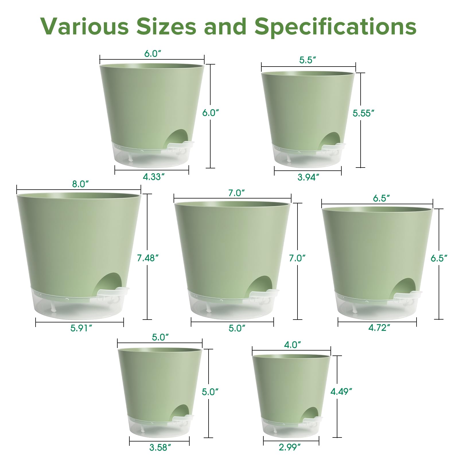 GARDIFE 8-inch self watering pot with drainage holes