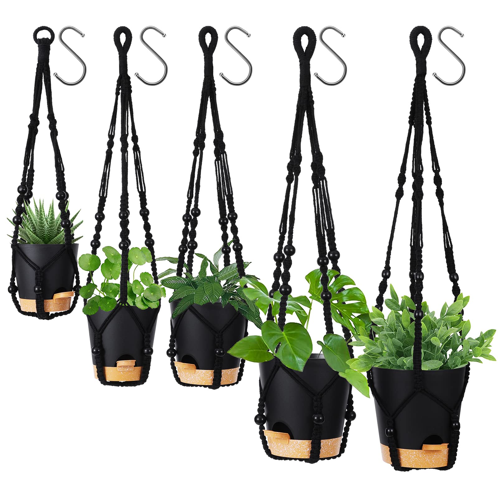 GARDIFE Hanging Planters Set with 5 different sizes in ivory color