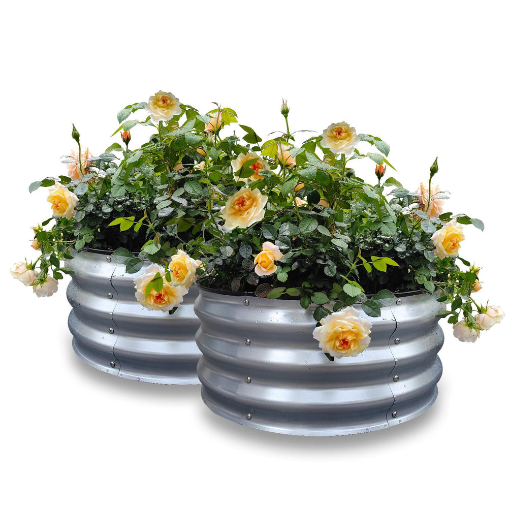 GARDMAX 2 Pack Raised Garden Bed Kit silver metal design