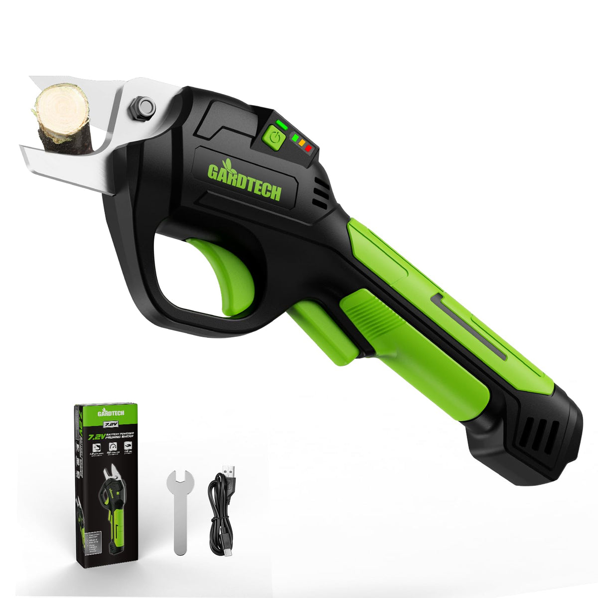Gardtech Electric Pruning Shears front view with ergonomic handle