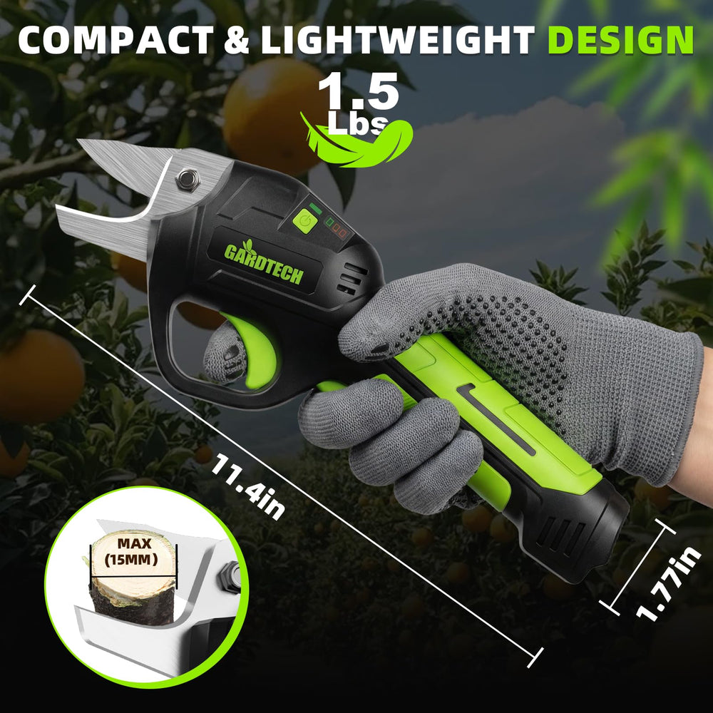 Gardtech Electric Pruning Shears showing the blade and charging port