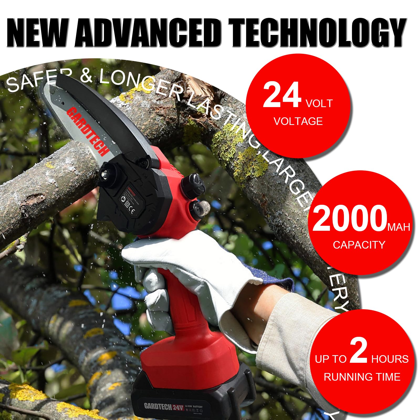 Gardtech Mini Chainsaw side view with baffle