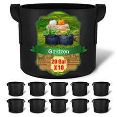 Gardzen 10-Pack 20 Gallon Grow Bags, black fabric pots front view