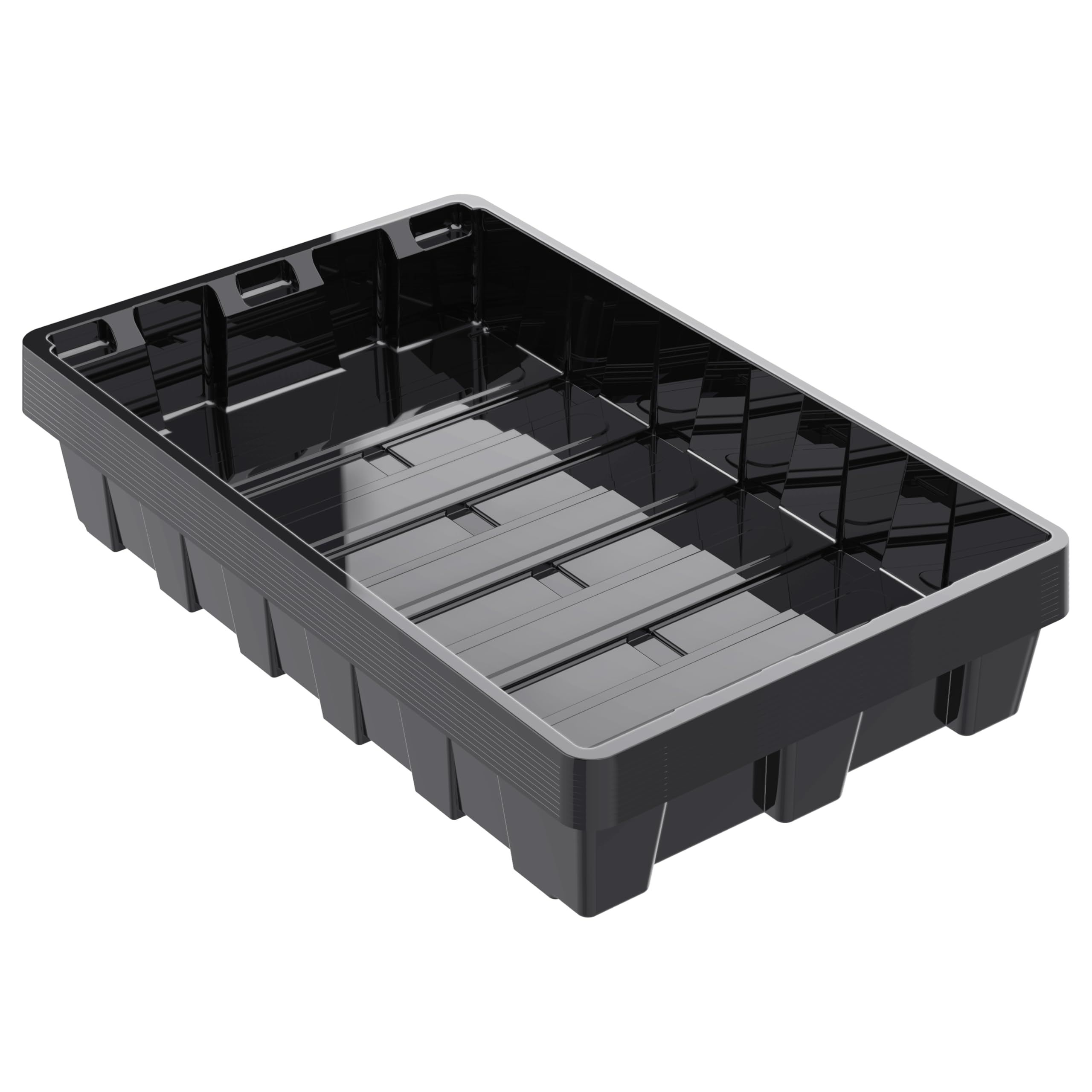 Gardzen 10 pack seed trays black plastic front view