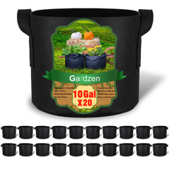 Gardzen 20-Pack 10 Gallon Grow Bags with black fabric